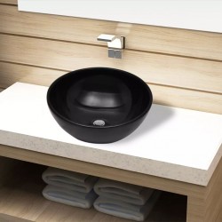 Керамична кръгла мивка за баня, черна - Баня