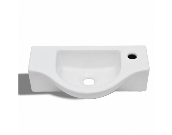 Керамична мивка за баня с отвор за смесител, бяла -