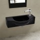 Керамична мивка за баня с отвор за смесител, черна -