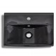 Sonata Керамична правоъгълна мивка с преливник отвор за смесител черна -