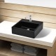 Керамична мивка с отвор за смесител, черна, квадратна -