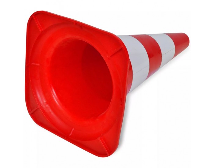 Червено-бели светлоотразителни конуси за улично движение, 50 см -