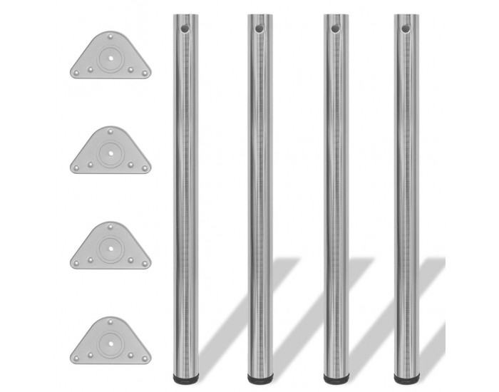 4 крака за регулиране на височината на маси, матиран никел, 870 мм -