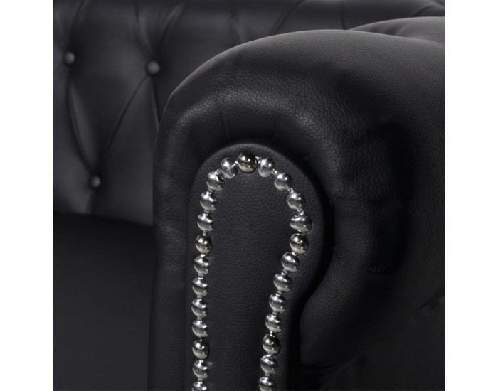 Sonata Диван “Честърфийлд“, 2-местен, изкуствена кожа, черен -