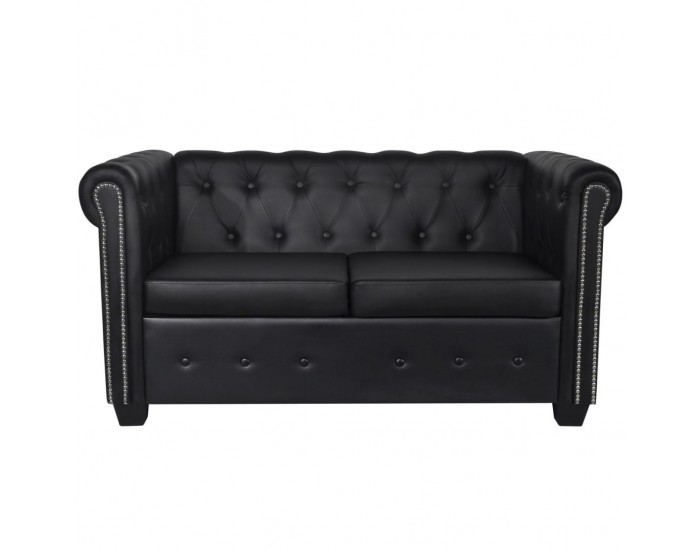Sonata Диван “Честърфийлд“, 2-местен, изкуствена кожа, черен -