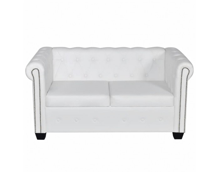 Sonata Диван “Честърфийлд“, 2-местен, изкуствена кожа, бял -
