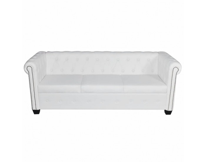Sonata Диван “Честърфийлд“, 3-местен, изкуствена кожа, бял -