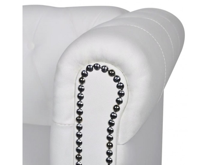 Sonata Диван “Честърфийлд“, 3-местен, изкуствена кожа, бял -