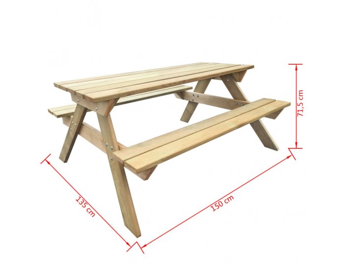 Sonata Маса за пикник, 150x135x71,5 см, FSC дървесина -