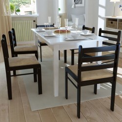 Sonata Трапезни столове, 6 бр, дърво, кафяви, квадратни - Трапезни столове