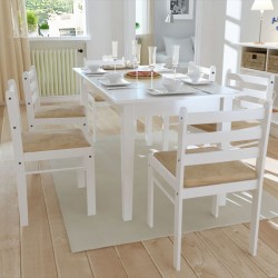 Sonata Трапезни столове, 6 бр, дърво, бели, квадратни - Трапезни столове