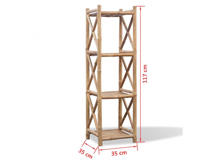 Бамбуков квадратен стелаж, 4 рафта -