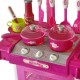 Детска кухня за игра със светлинни и звукови ефекти, розов цвят -