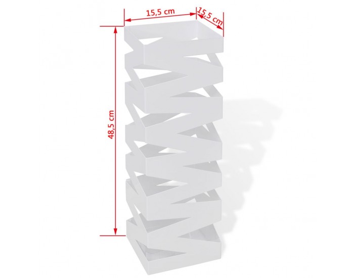 Квадратна стоманена стойка за чадъри, бастуни, 48,5 см, бяла -