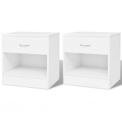 Sonata Нощно шкафче с чекмедже, 2 бр, цвят бял - Нощни шкафчета