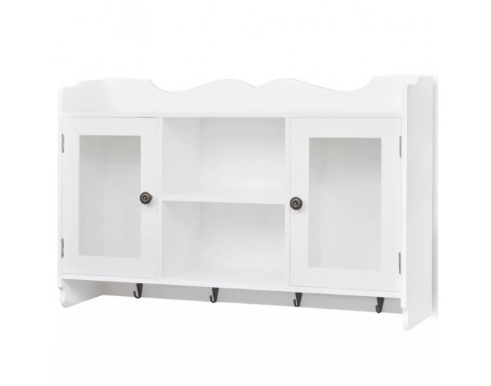 Бяла MDF стенна полица/шкаф за съхранение на книги/DVD/очила -