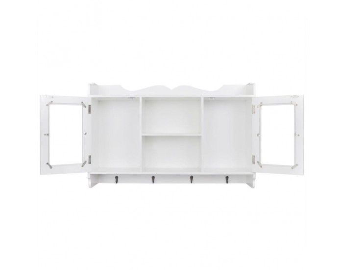 Бяла MDF стенна полица/шкаф за съхранение на книги/DVD/очила -