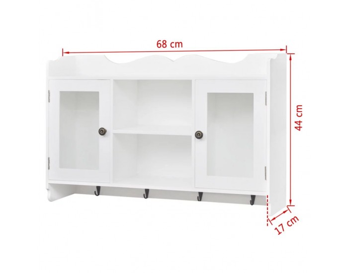 Бяла MDF стенна полица/шкаф за съхранение на книги/DVD/очила -