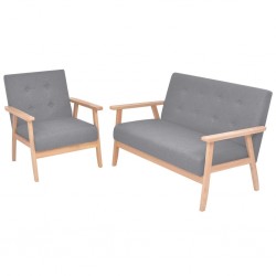 Sonata Комплект диван и кресло, 2 броя, плат, светлосиви - Холни гарнитури