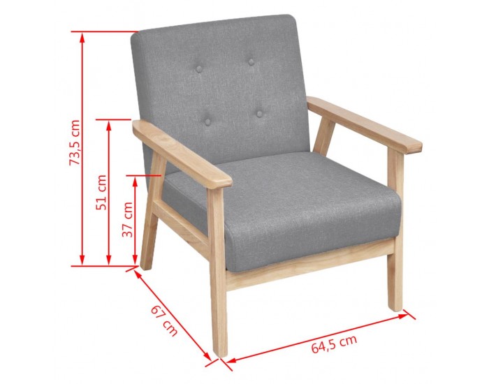 Sonata Комплект диван и кресло, 2 броя, плат, светлосиви -