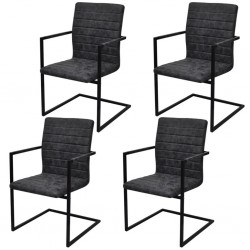 Sonata Трапезни столове, 4 бр, конзолни, черни - Трапезни столове