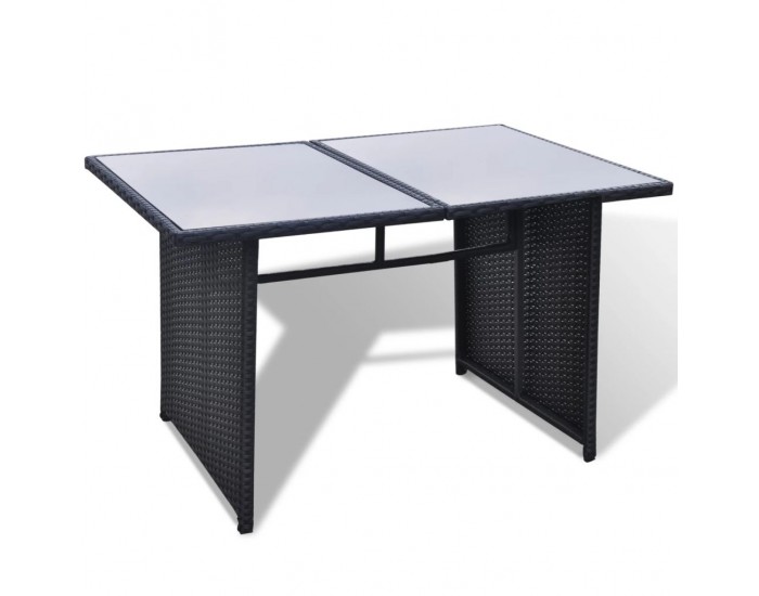 Sonata Градински комплект с възглавници, 10 части, черен полиратан -