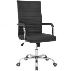 Oфис стол от изкуствена кожа 55 х 63 см, черен цвят - Офис столове