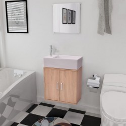 Sonata Комплект мебели за баня от 3 части и мивка, бежов цвят - Комплекти