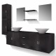 Sonata комплект мебели от 9 части и мивка за баня, черен цвят -