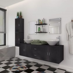 Sonata комплект мебели от 9 части и мивка за баня, черен цвят - Комплекти