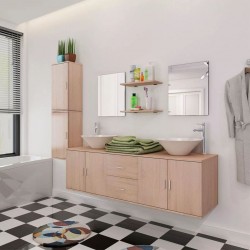 Sonata комплект мебели от 9 части и мивка за баня, бежов цвят - Комплекти