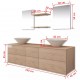 Sonata Комплект мебели за баня от 7 части и мивка, бежов цвят -