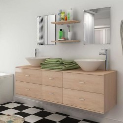 Sonata Комплект мебели за баня от 7 части и мивка, бежов цвят - Баня