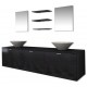 Sonata комплект мебели за баня от 8 части и мивки, черен цвят -