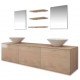 Sonata комплект мебели за баня от 8 части и мивки, бежов цвят -