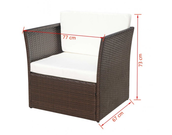 Sonata Градински стол с табуретка, кафяв полиратан -