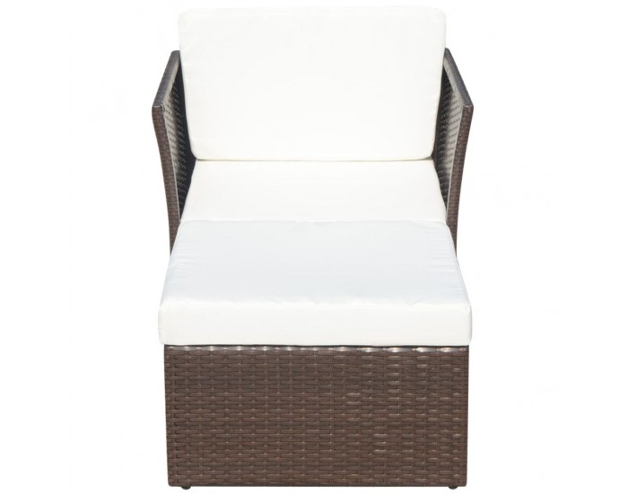 Sonata Градински стол с табуретка, кафяв полиратан -