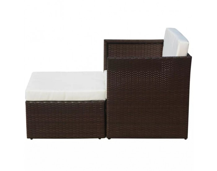 Sonata Градински стол с табуретка, кафяв полиратан -