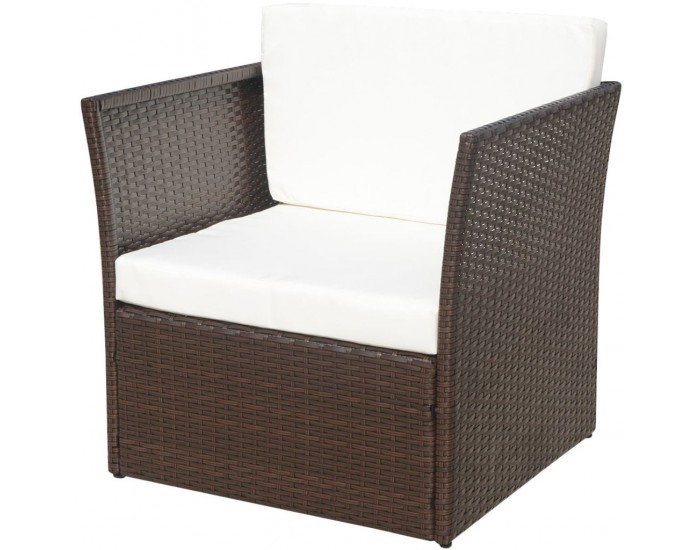 Sonata Градински стол с табуретка, кафяв полиратан -