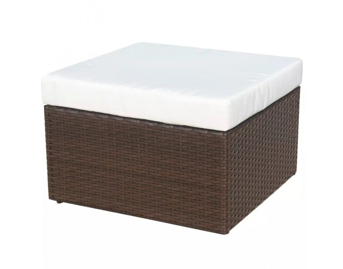 Sonata Градински стол с табуретка, кафяв полиратан -