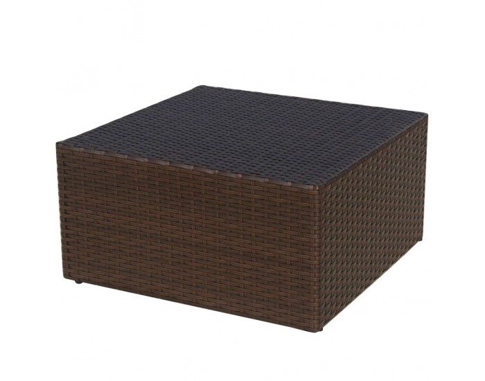 Sonata Градински стол с табуретка, кафяв полиратан -