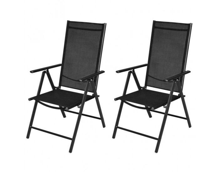 Sonata Сгъваеми градински столове, 2 бр, алуминий и Textilene, черни -