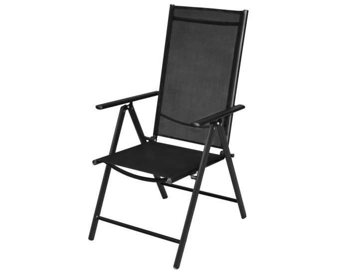 Sonata Сгъваеми градински столове, 2 бр, алуминий и Textilene, черни -