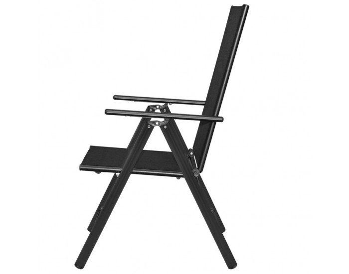 Sonata Сгъваеми градински столове, 2 бр, алуминий и Textilene, черни -