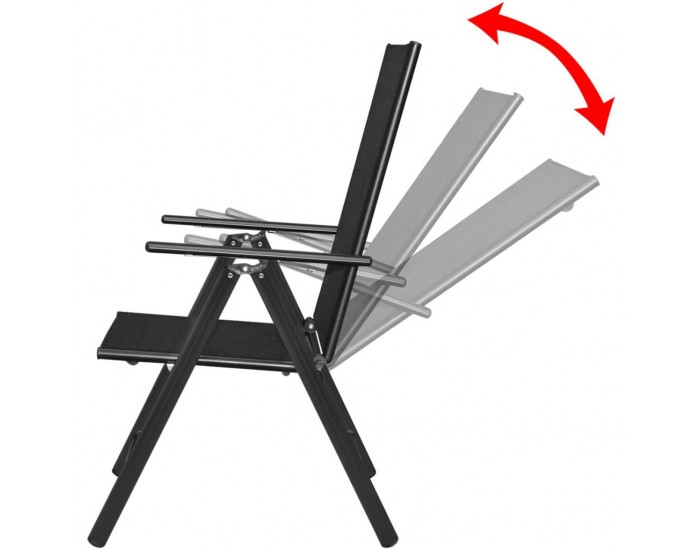 Sonata Сгъваеми градински столове, 2 бр, алуминий и Textilene, черни -