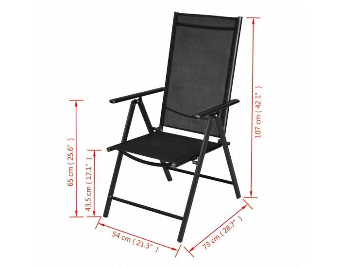 Sonata Сгъваеми градински столове, 2 бр, алуминий и Textilene, черни -