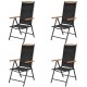 Sonata Сгъваеми градински столове, 4 бр, алуминий и Textilene, черни -