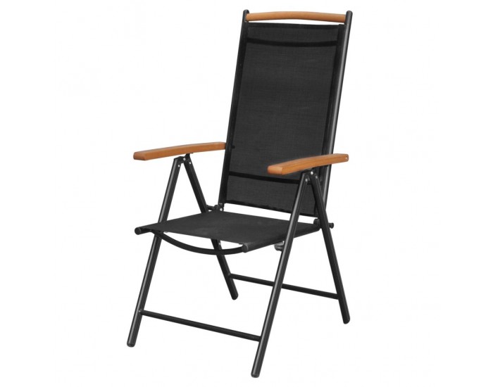 Sonata Сгъваеми градински столове, 4 бр, алуминий и Textilene, черни -
