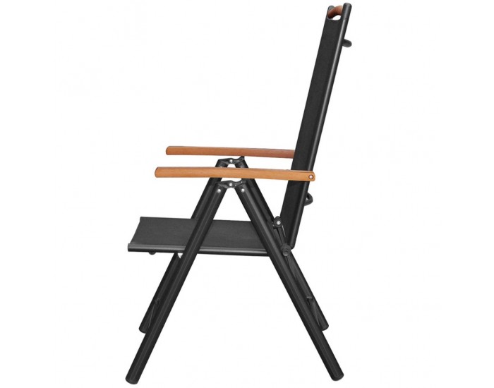 Sonata Сгъваеми градински столове, 4 бр, алуминий и Textilene, черни -