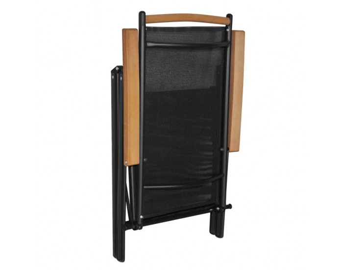 Sonata Сгъваеми градински столове, 4 бр, алуминий и Textilene, черни -